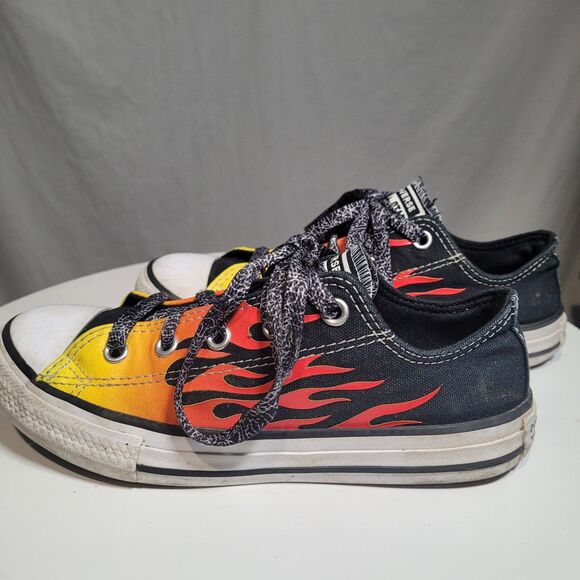 Converse‎ Unisex All-Star Chuck Taylor Flame Low Youth Size 2 - Picture 2 of 6